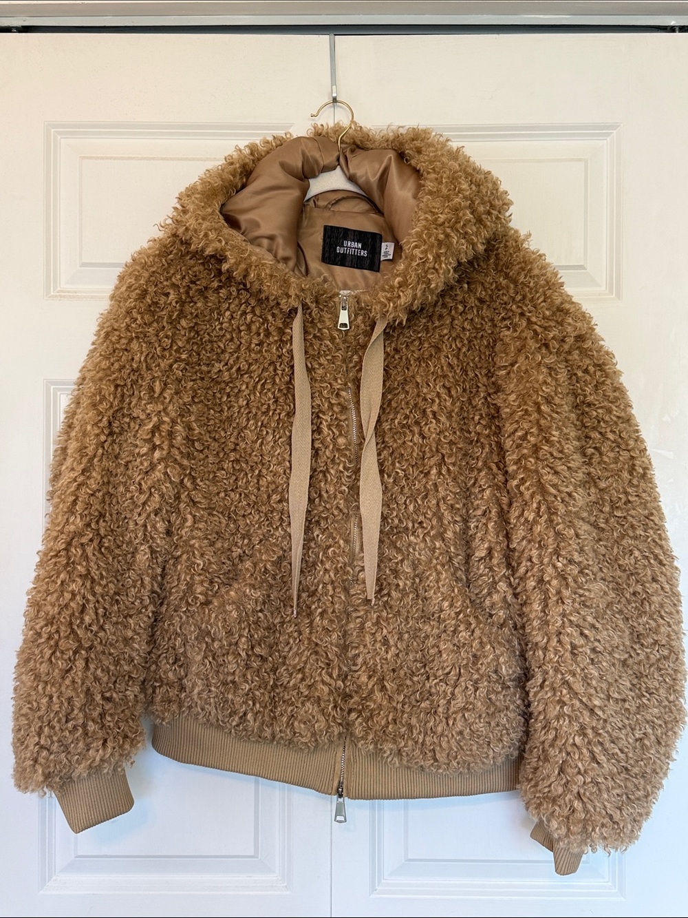 Urban Outfitters Camel/Tan Faux Sherpa Zip Over Sized Hoodie